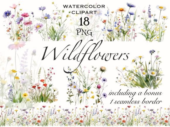 Download Wildflower Meadow Watercolor Clipart - Clipart Collection