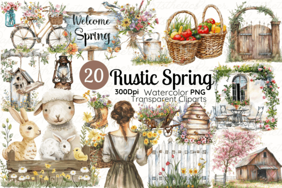 Download Rustic Spring Watercolor Clipart Bundle - Clipart Collection