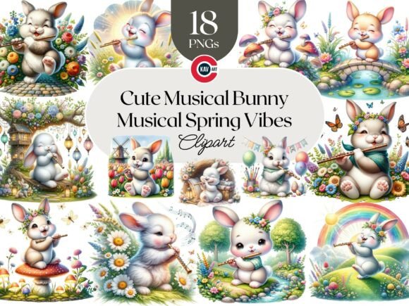 Download Cute Musical Bunny Clipart Bundle - Clipart Collection