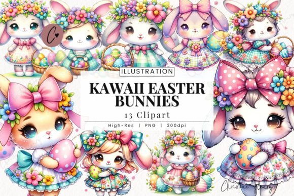 Download Kawaii Easter Bunnies Clipart - Clipart Collection
