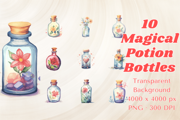 Download Watercolor Floral Potion Bottle Clipart - Clipart Collection