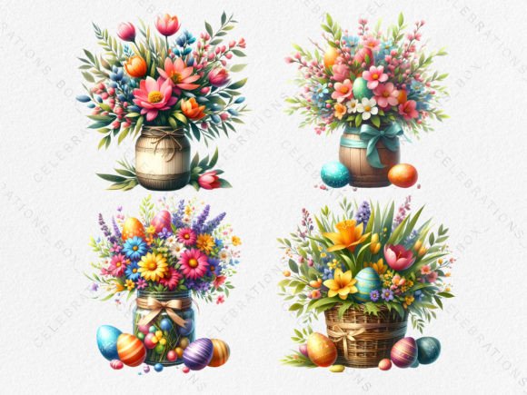 Download Easter Flower Pot with Eggs Clipart PNG - Clipart Collection
