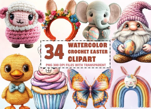 Download Watercolor Crochet Easter Sublimation - Sublimation Collection