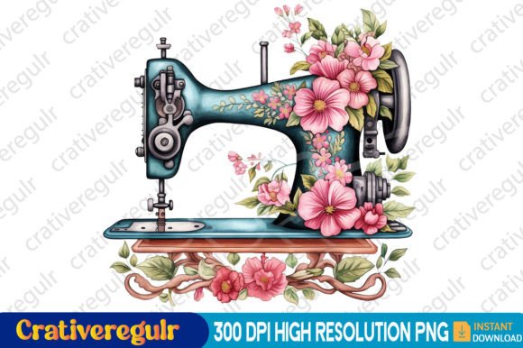Download Floral Sewing Machines Clipart - Clipart Collection