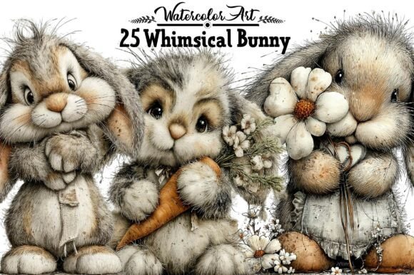 Download Whimsical Bunny Clipart - Clipart Collection