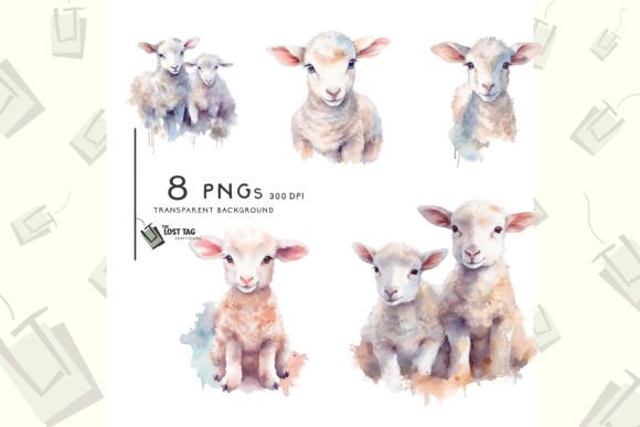 Download Watercolor Lamb Clipart Sublimation Pod - Sublimation Collection