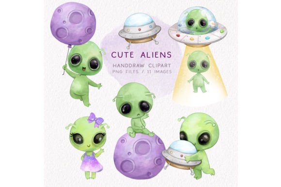 Download UFO, Alien Clipart, Instant Download - Clipart Collection