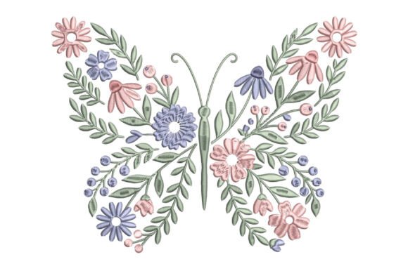 Download Floral Butterfly Embroidery Design - Design Collection