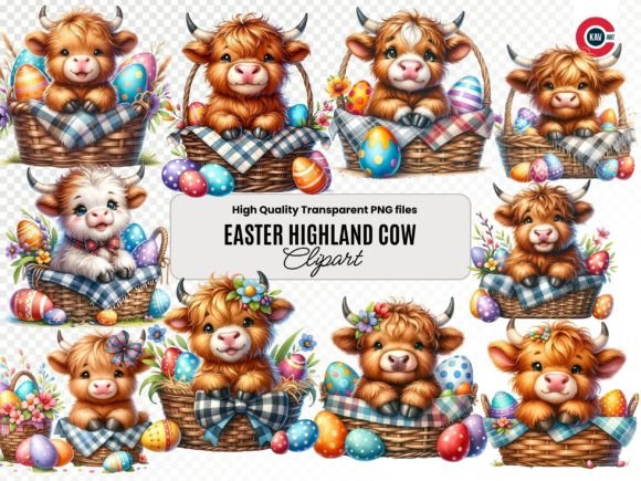 Download Easter Highland Cow Clipart, Baby Cow - Clipart Collection