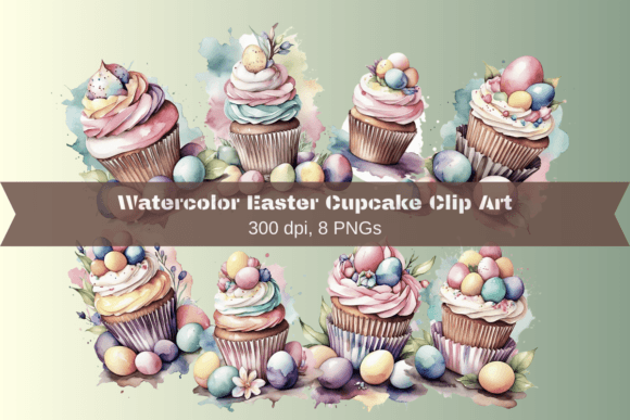 Download Watercolor Easter Cupcake Clipart - Clipart Collection