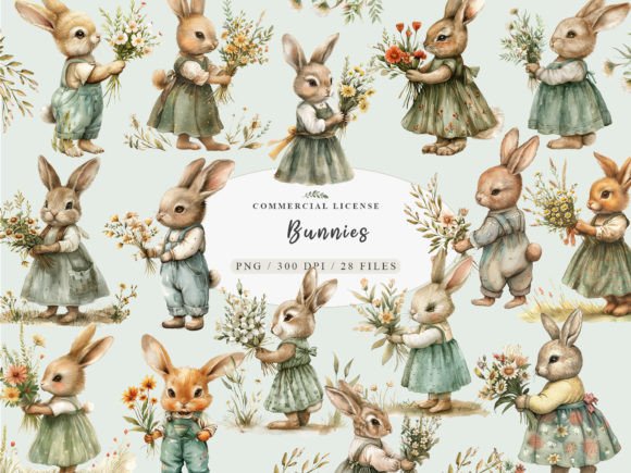 Download Rabbit Painting, Cute Bunny Clipart - Clipart Collection
