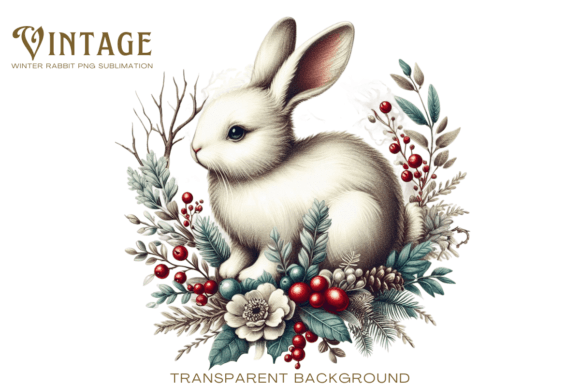 Download Vintage Winter Rabbit PNG Sublimation - Sublimation Collection