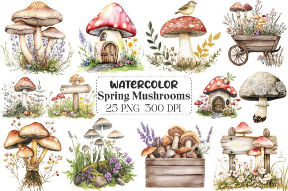 Download Rustic Spring Mushrooms Clipart - Clipart Collection