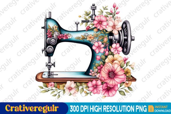Download Floral Sewing Machines Clipart - Clipart Collection