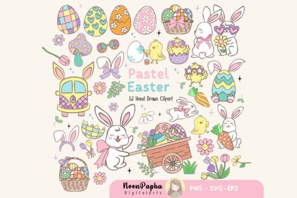 Download Pastel Easter Bunny Clipart, Chick, Eggs - Clipart Collection