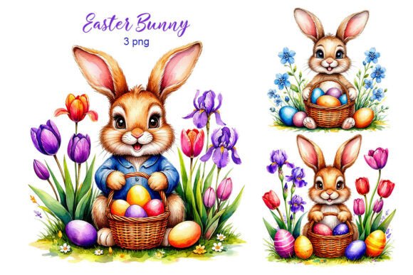 Download Easter Bunny Sublimation Clip Art. 3 Png - Sublimation Collection
