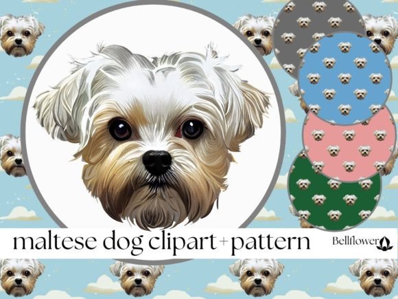 Download Maltese Dog Clipart and Seamless Pattern - Clipart Collection