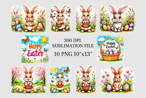Download Easter Bunny Clipart Bundle- 10PNG - Clipart Collection