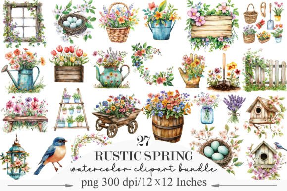 Download Watercolor Rustic Spring Clipart - Clipart Collection