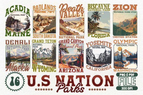 Download US Nation Parks T-shirt Design Bundle - Design Collection