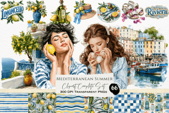 Download Mediterranean Summer Watercolor Clipart - Clipart Collection
