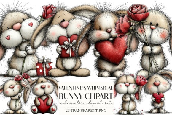 Download Valentines Whimsical Bunny Clipart - Clipart Collection