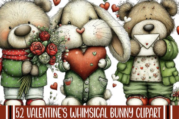 Download Valentine's Whimsical Bunny Clipart - Clipart Collection