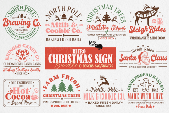 Download Retro Christmas Sign SVG Design Bundle - Design Collection