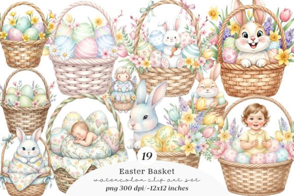 Download Easter Basket Clipart PNG Bundle - Clipart Collection