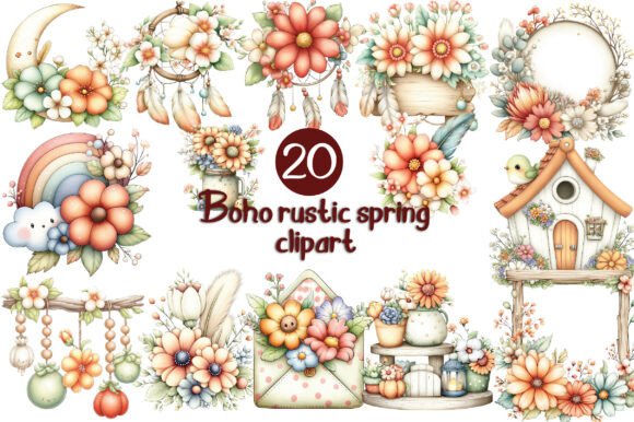 Download Boho Rustic Spring Clipart - Clipart Collection