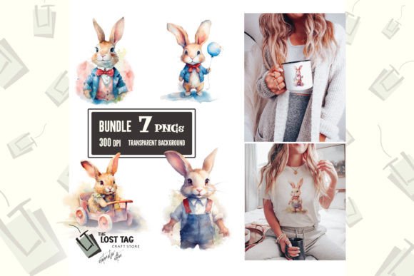 Download Vintage Bunny Clipart Bundle Sublimation - Sublimation Collection