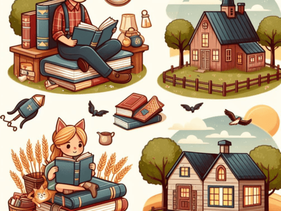 Download Reading Books in Farmhouse Clipart - Clipart Collection