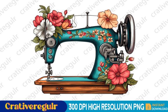 Download Floral Sewing Machines Clipart - Clipart Collection