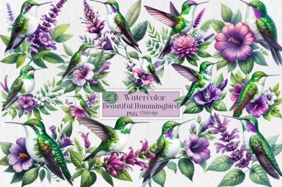 Download Beautiful Hummingbird Watercolor Clipart - Clipart Collection