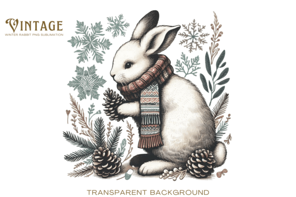 Download Vintage Winter Rabbit PNG Sublimation - Sublimation Collection