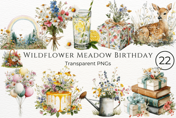 Download Wildflower Meadow Birthday Clipart - Clipart Collection