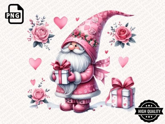 Download Watercolor Valentines Gnome Clipart PNG - Clipart Collection
