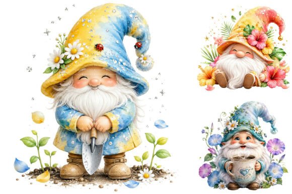 Download Watercolor Spring Gnome Clipart Bundle - Clipart Collection