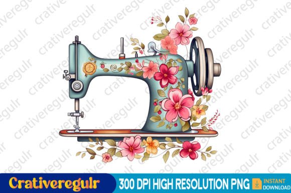 Download Floral Sewing Machines Clipart - Clipart Collection