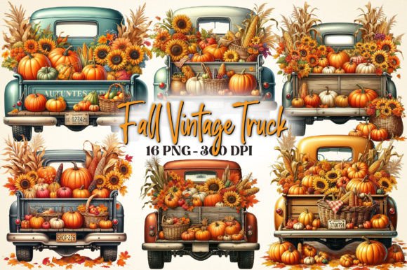 Download Watercolor Fall Vintage Truck Clipart - Clipart Collection