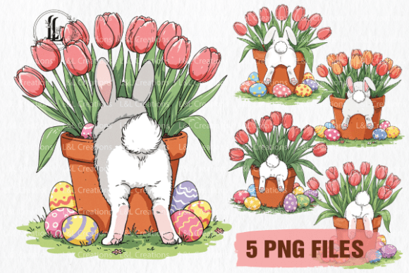 Download Easter Bunny with Flowers PNG Clipart - Clipart Collection
