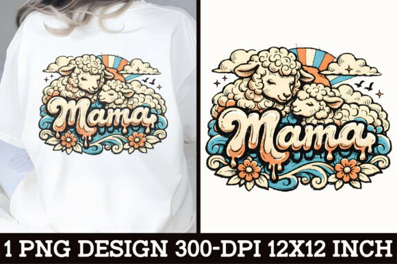 Download Sheep Mama Vintage T-Shirt Design - Design Collection