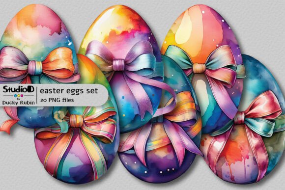 Download Watercolor Eggs Clipart Set - Ribbon Bow - Clipart Collection