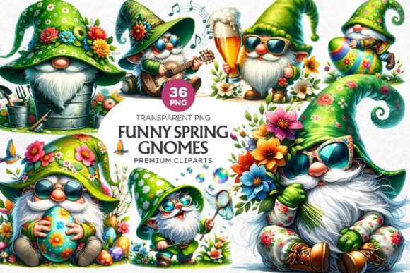 Download 36 Funny Spring Gnome Clipart Bundle - Clipart Collection