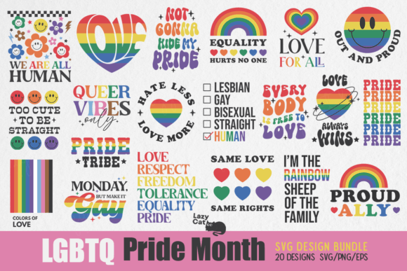 Download LGBTQ Pride Month SVG Design Bundle - Design Collection